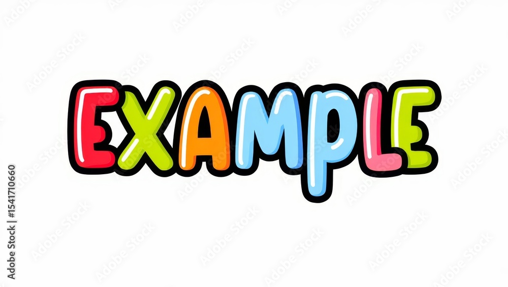 Fototapete example - multicolored cartoon text on white background.