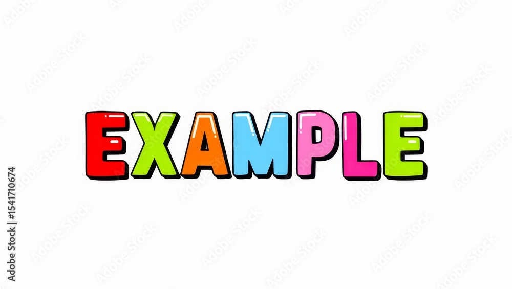 Poster example - multicolored cartoon text on white background.