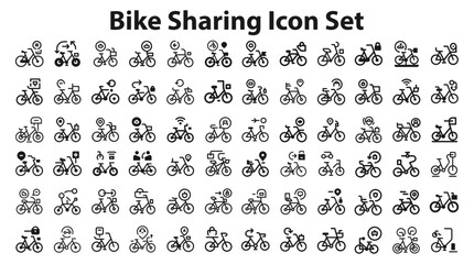 bike sharing Icon Set. editable stroke vector graphic elements, Essential brand presence toolkit stock illustration