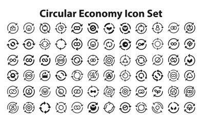 Circular Economy Icon Set. editable stroke vector graphic elements, Essential brand presence toolkit stock illustration