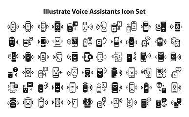 Illustrate voice assistants Icon Set. editable stroke vector graphic elements, Essential brand presence toolkit stock illustration