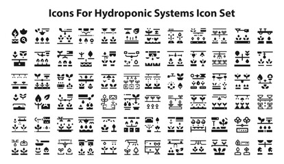 Icons for hydroponic systems Icon Set. editable stroke vector graphic elements, Essential brand presence toolkit stock illustration