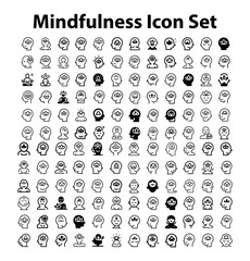 mindfulness Icon Set. editable stroke vector graphic elements, Essential brand presence toolkit stock illustration