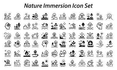 nature immersion Icon Set Vector. Editable stroke vector graphic elements, Essential brand presence toolkit stock illustration