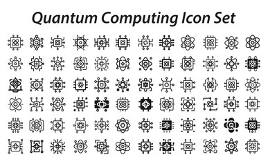 Quantum Computing Icon Set. editable stroke vector graphic elements, Essential brand presence toolkit stock illustration