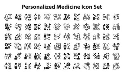 Personalized Medicine Icon Set. editable stroke vector graphic elements, Essential brand presence toolkit stock illustration
