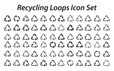 Recycling loops Icon Set. editable stroke vector graphic elements, Essential brand presence toolkit stock illustration