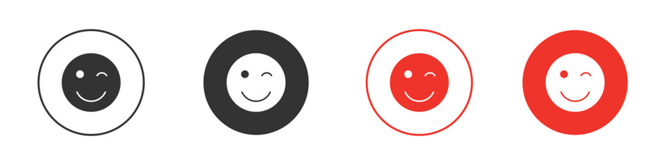 Smile wink icon Logos. Flat Vector Icon Design Template