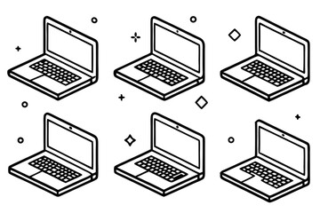 Vector Illustration of Laptops in Simple Monoline Style for Tech Designs