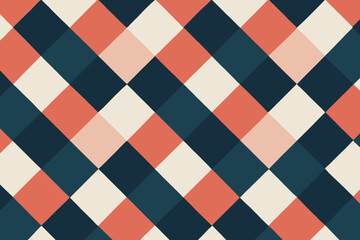 Abstract geometric diagonal pattern in coral teal and cream