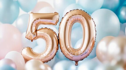 Celebrating milestone: golden 50th anniversary with elegant balloon display