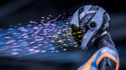 Futuristic figure in motion