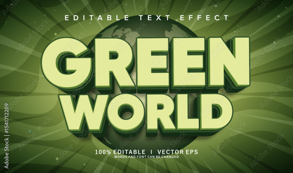 Poster green world vector text effect with modern style design