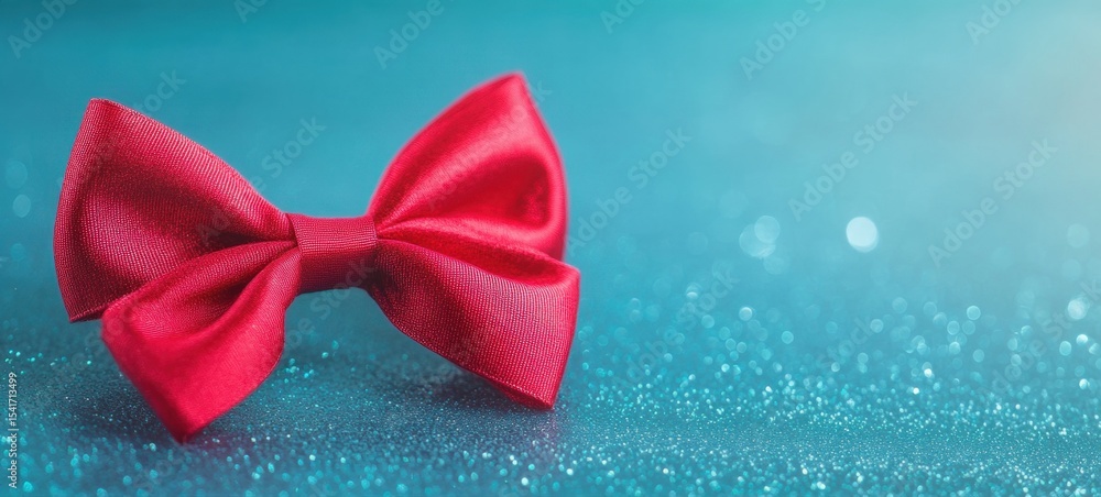 Poster bright red bow on a sparkling surface adding a touch of elegance and charm