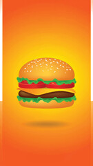 Realistic Burger Gradient Floating in Air Poster