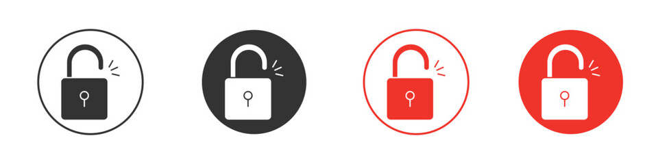 Unlock icon Logos. Flat Vector Icon Design Template