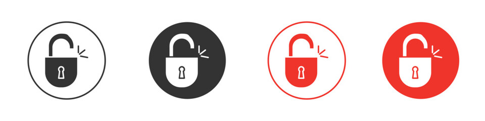 Unlock icon Logos. Flat Vector Icon Design Template