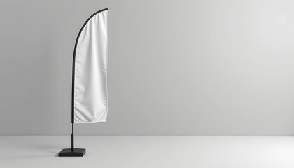 Flag banner mockup. Empty standing banner template in modern interior