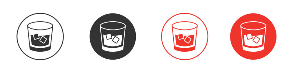 Whiskey Glass icon Logos. Flat Vector Icon Design Template