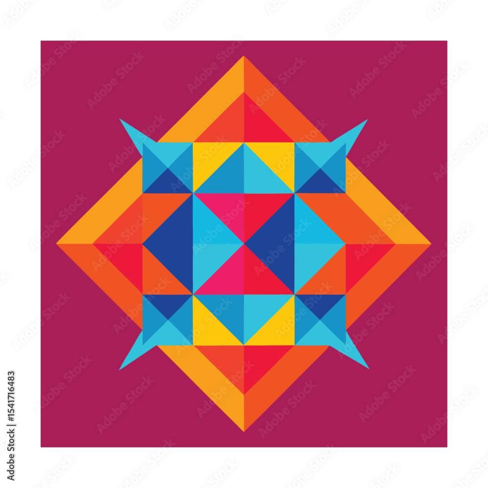 Poster colorful geometric vector illustration of abstract pattern with diamonds and triangles