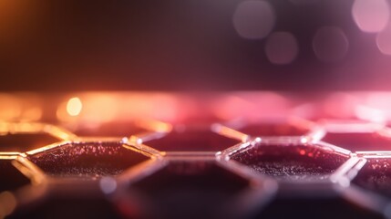 Colorful honeycomb structure illuminated in soft light at night time
