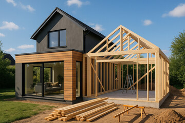 Modern Timber-Frame House Extension with Eco-Friendly Design