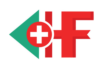 Modern Health Foundation Logo Design Featuring a Green Arrow, Medical Cross, and Stylized Letter F in Red