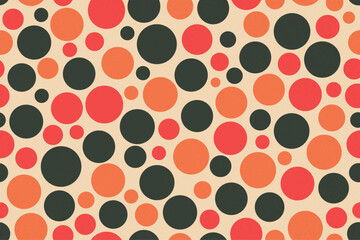 Abstract colorful circles seamless pattern filled with various-sized maroon dots creating a modern repeating design