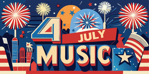 Celebrating 4th of July with music and fireworks a patriotic spectacle in red