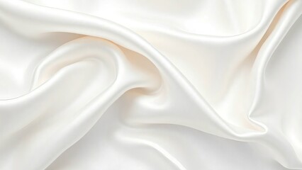 Obraz premium Luxurious Creamy White Silk Fabric Texture Elegant Draped Satin Background for Design Projects, Wedding Invitations, and Fashion Presentations