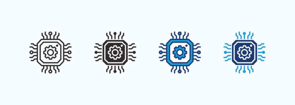 CPU icon set multiple style collection