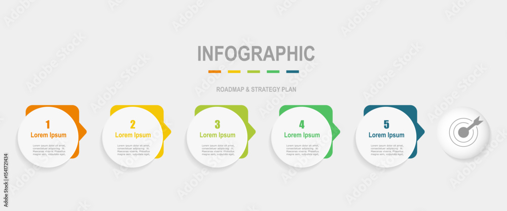 Canvas Prints for business concept with 5 steps infographics, circle shape with multicolor label ,design for workf