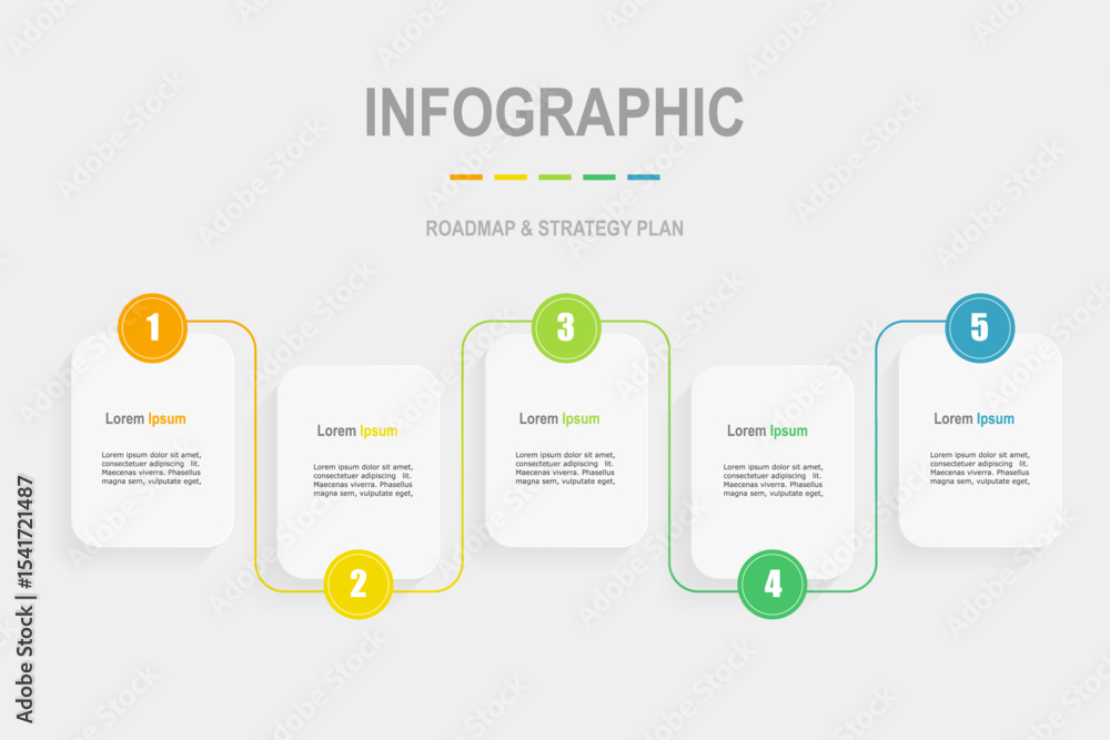 Canvas Prints for business concept with 5 steps infographics, rectangle shape with multicolor label ,design for wo