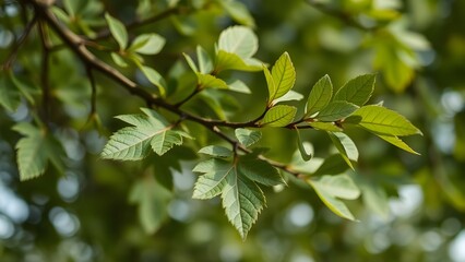 Obraz premium green leaves in spring close up view