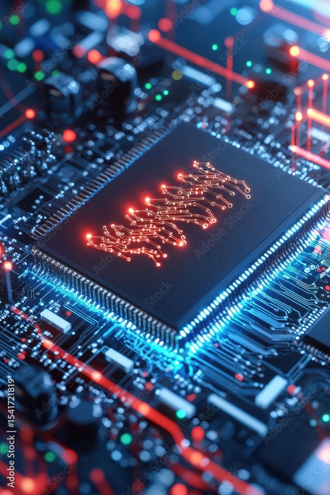 Poster a computer chip with the letters 