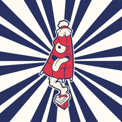 Vector image of Japanese demon Kasa-obake.	