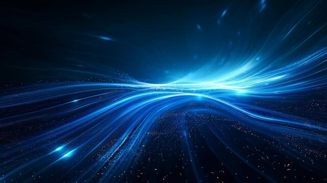 Futuristic blue light streaks, abstract technology background