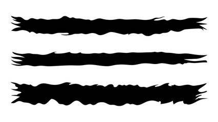 Grunge Ink Brush Strokes Torn Banner Silhouettes Collection