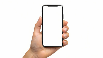 Hand Holding Smartphone with Blank Screen – Isolated Modern Tech Display

