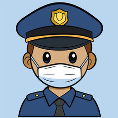 Police design wearing a mask cartoon illustration