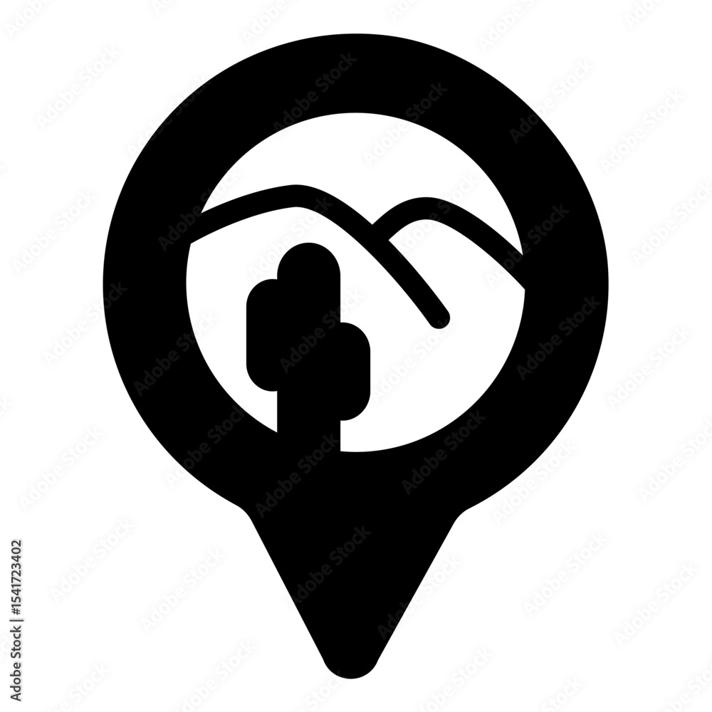Aufkleber desert location pointer solid icon, wild desert concept. vector graphics. location pin with sand and