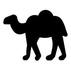 Camel animal with one hump solid icon, arabian desert concept. Vector graphics. Desert camel, wild life sign on white background, style mobile or design.