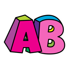 AB letter logo playful colorful vector isolated on white background