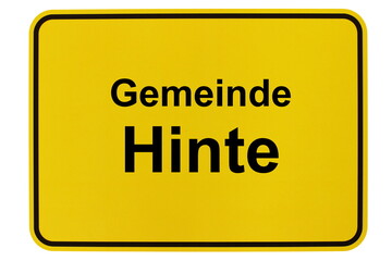 Illustration eines Ortsschildes der Gemeinde Hinte in Niedersachsen	