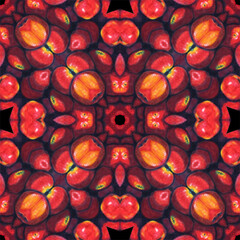 Seamless pattern in red color. Harvest season vibes background with high resolution, designed with a whimsical and enchanting food theme