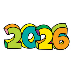 colorful cartoon 2026 text logo design vector