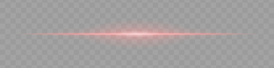 Neon red horizontal light beam with soft edges and glowing aura on transparent background. A sleek energy pulse perfect for sci-fi UIs, HUDs, or digital light transitions.