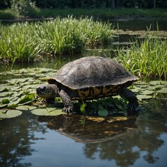 turtle on the water