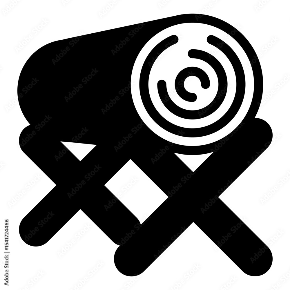 Aufkleber bark log on support stand solid icon, forest industry concept. vector graphics. wood log with stand 