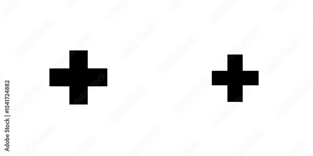 Poster set of black plus icons on a white background designed for use in digital applications or print mate